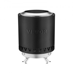 Pöytätulisija ruostumattomasta teräksestä musta kannettava sisä ja ulkokäyttöön puulla tai pelleteillä