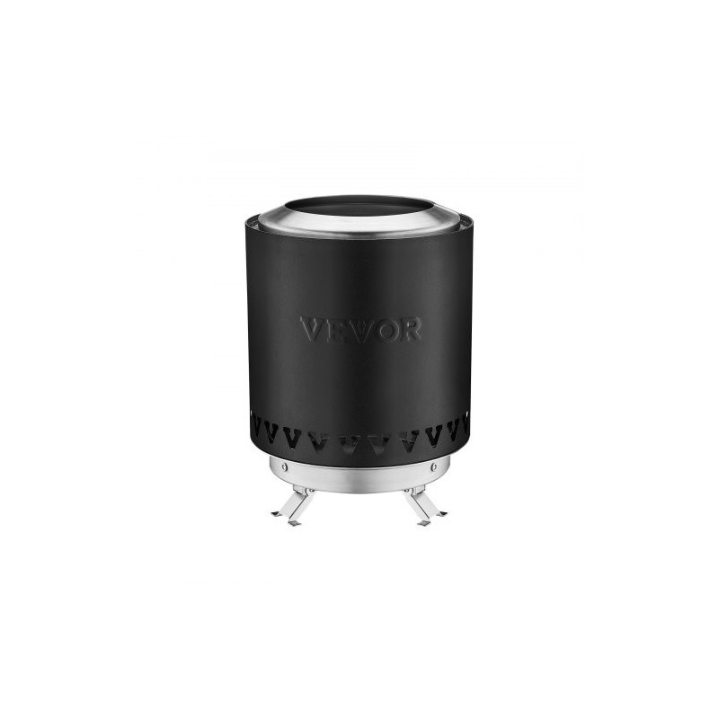 Pöytätulisija ruostumattomasta teräksestä musta kannettava sisä ja ulkokäyttöön puulla tai pelleteillä