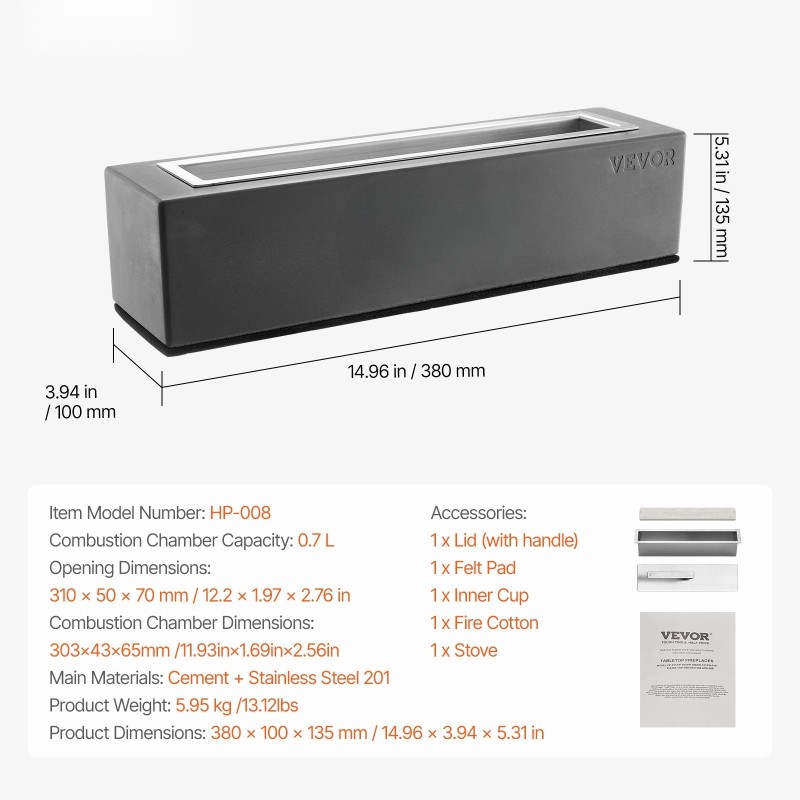Pöytätakka sementti ja ruostumaton teräs savuton bioetanolilla ja isopropyylipolttoaineella toimiva sammutuskannella