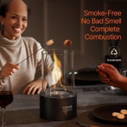 Pöytätulisija hiiliteräs ja lämpöä kestävä lasi 160×160×285 mm savuton sisä- ja ulkokäyttöön