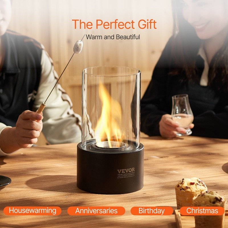 Pöytätulisija hiiliteräs ja lämpöä kestävä lasi 160×160×285 mm savuton sisä- ja ulkokäyttöön