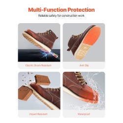 Työsaappaat naudannahkaiset teräskärjellä vedenpitävät brittiläinen koko 9 1 pari