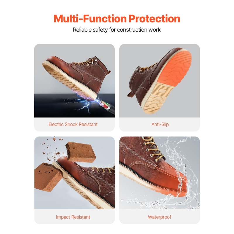 Työsaappaat naudannahkaiset teräskärjellä vedenpitävät brittiläinen koko 9 1 pari