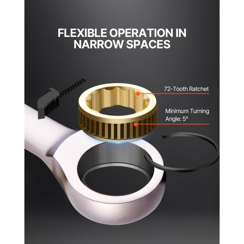 Räikkälenkkiavainsarja 24-osainen kromivanadiiniteräs ja hiiliteräs 8–19 mm tuumakoot 1/4–7/8 säilytystelineellä autokorjauksiin