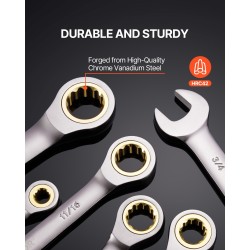 Räikkälenkkiavainsarja 24-osainen kromivanadiiniteräs ja hiiliteräs 8–19 mm tuumakoot 1/4–7/8 säilytystelineellä autokorjauksiin