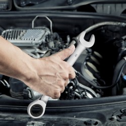 16-osainen metrinen räikkälenkkisarja 8–24 mm kromivanadiiniteräs hiiliteräs kantotelineellä