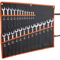 Kiintoavainsarja 25-osainen hiiliteräs metrinen koot 6–32 mm rullattavassa pussissa