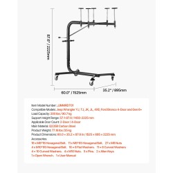 Kovakaton nostolaite Q235B-hiiliteräs kantavuus 90,7 kg sopii Jeep Wrangler ja Ford Bronco