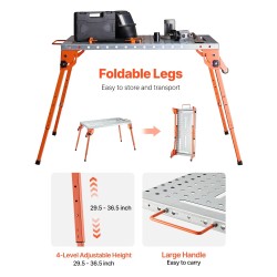 Hitsauspöytä hiiliteräksinen taittuva pöytälevy 533x1118 mm 500 paunan kantavuus