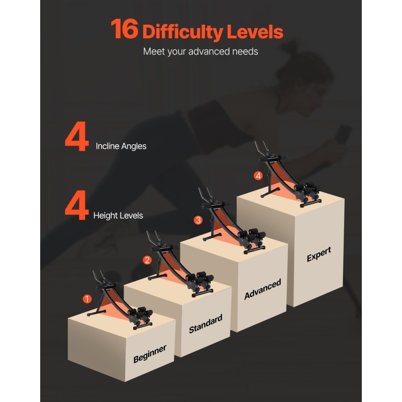 Vatsalihaslaite hiiliteräsrunko 200 kg kantavuus taittuva säädettävä kaksoisliukukiskot