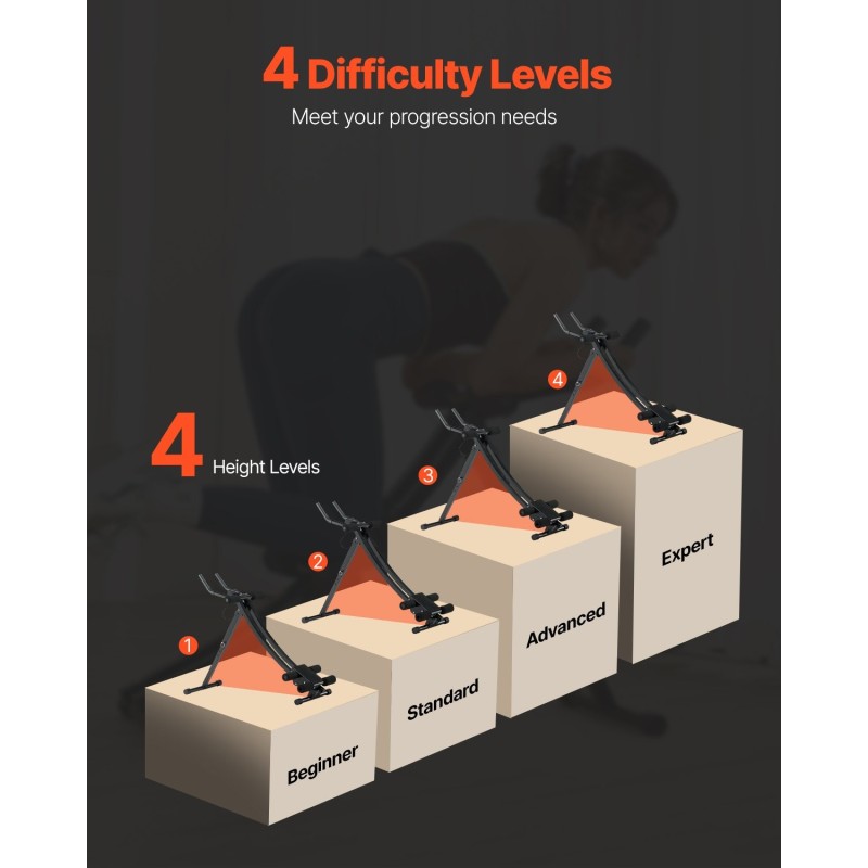 Vatsalihaslaite kaarevalla hiiliteräsrungolla kotiin säädettävä taitettava 200 kg käyttäjäpaino