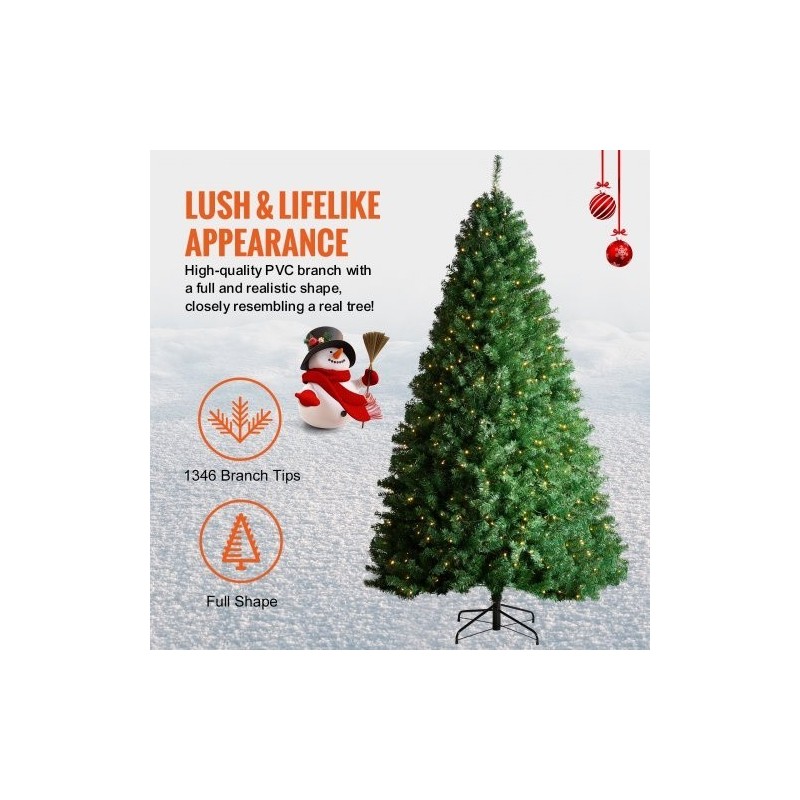 Tekokuusi PVC-oksat noin 2,28 m 1346 oksakärkeä 550 lämmintä LED-valoa metallijalusta