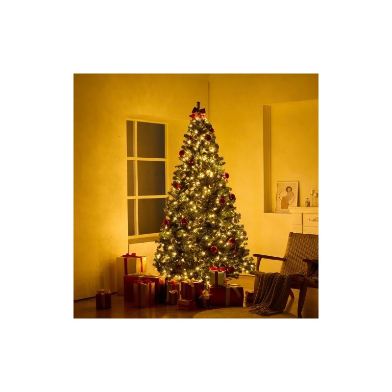 Tekokuusi PVC-oksat noin 2,28 m 1346 oksakärkeä 550 lämmintä LED-valoa metallijalusta