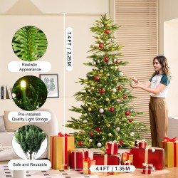 Tekokuusi 2,25 m 1319 oksankärkeä 700 lämpimän valkoista LED-valoa metallinen jalusta