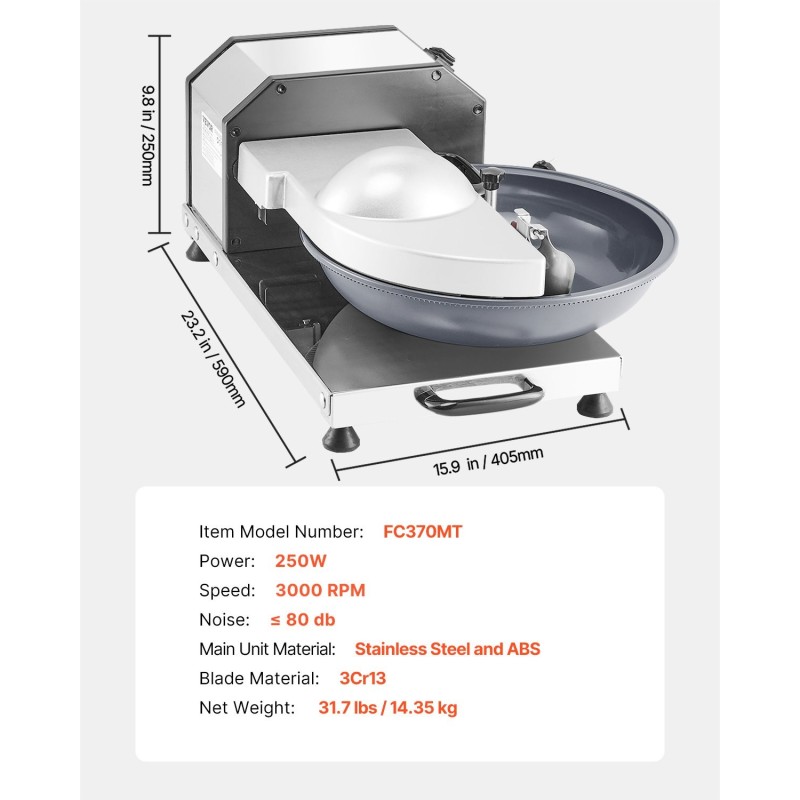 Elintarvikeprosessori ja vihannesleikkuri ruostumatonta terästä S-muotoisella terällä vihanneksille ja hedelmille