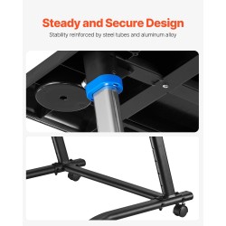 Pyöräily- ja juoksumattopöytä teräs ja alumiinirunko muovitasolla korkeussäädettävä sisäpyörille ja juoksumatoille