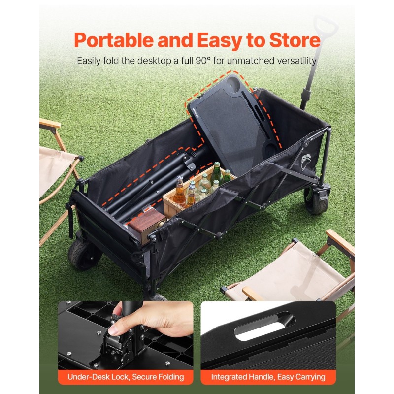 Pyöräilypöytä teräsrunko ABS-muovinen pöytätaso korkeussäädettävä taittuva monilokeroinen kahdella mukitelineellä