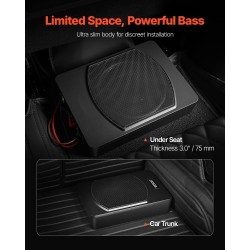 Aktiivisubwoofer 10-tuumainen istuimen alle asennettava 240 W integroitu vahvistin
