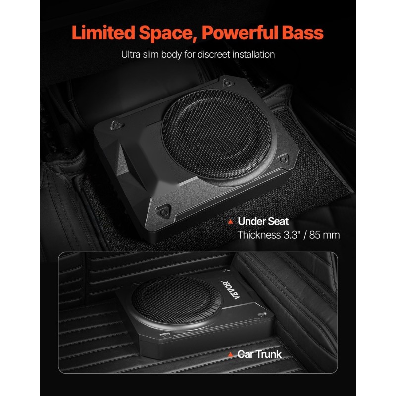 Penkin alle asennettava kymmenen tuuman subwoofer sisäänrakennetulla vahvistimella 400 watin teho