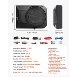 Penkin alle asennettava kymmenen tuuman subwoofer sisäänrakennetulla vahvistimella 400 watin teho