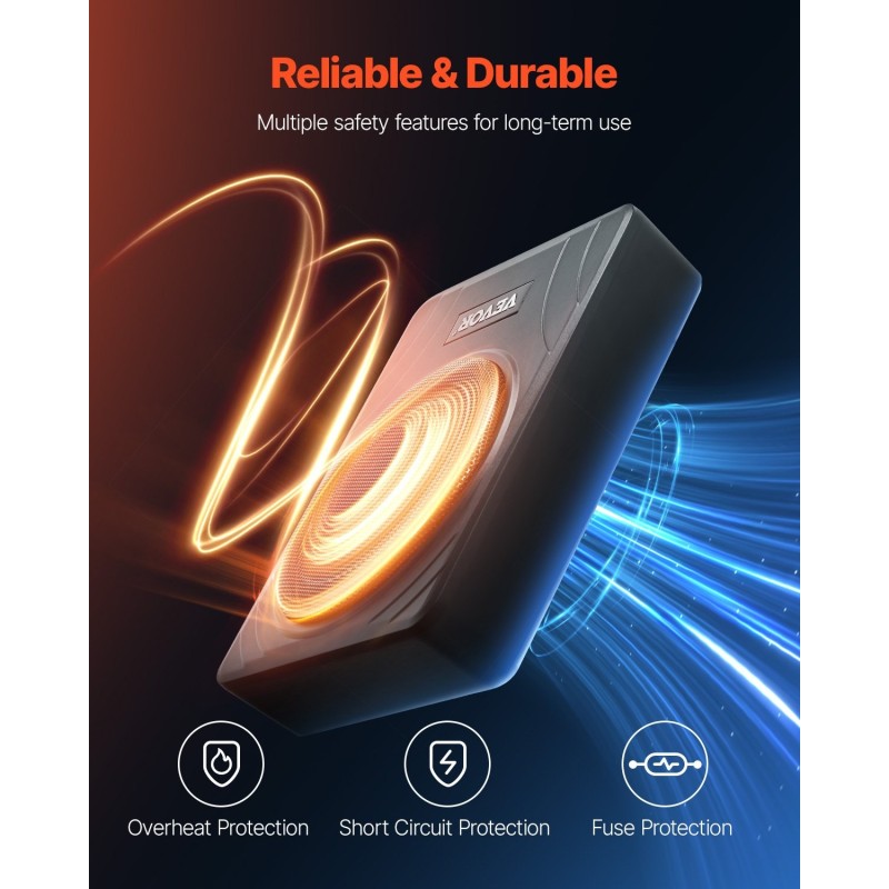 Auton penkin alle asennettava 8 tuuman aktiivisubbassokaiutin 300 W sisäänrakennettu vahvistin