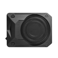 8 tuumainen matalaprofiilinen aktiivisubwoofer istuimen alle sisäänrakennetulla vahvistimella nimellisteho 400 W
