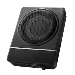 Istuimen alle asennettava 8-tuumainen matalaprofiilinen autosubwoofer 240 watin huipputeho sisäänrakennetulla vahvistimella