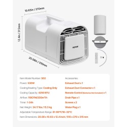 Kannettava ilmastointilaite 4250 BTU 16–32℃ 3 puhallusnopeutta valkoinen