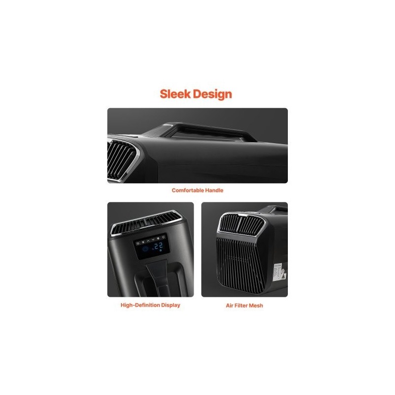 Siirrettävä ilmastointilaite 4000 BTU 3 nopeutta 16–30 °C tummanharmaa