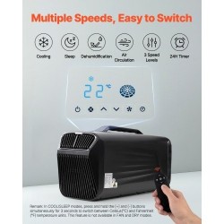 Siirrettävä ilmastointilaite 4000 BTU 3 nopeutta 16–30 °C tummanharmaa