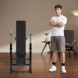 Säädettävä teräsvoimaharjoittelupenkki taittuva kyykkytelineellä leuanvetokahvoilla ja tasopenkillä kotisalille