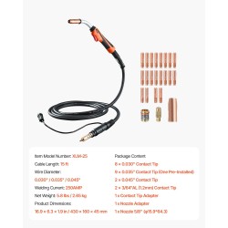 MIG-hitsauspistooli 250 A 15 jalan kaapelilla Millermatic-yhteensopiva