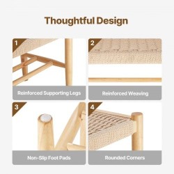 Rottinkipenkki hamppuköysinen istuin täyspuurunko tammijalat kahden tason säilytyshylly kahden hengen