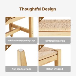 Rottinkipenkki käsinkudottu paperinaruistuin täyspuinen runko mäntyjalat 101,5 cm eteiseen