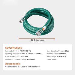 Imuletku 50,8 mm 6,1 m laminoitu komposiitti alumiinisilla camlock-liittimillä siivilällä