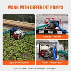 Imuletkusarja 2 tuuman vesipumpulle 6,1m imu 15,2m huuhtelu alumiiniset camlock-liittimet ruostumattomalla siivilällä