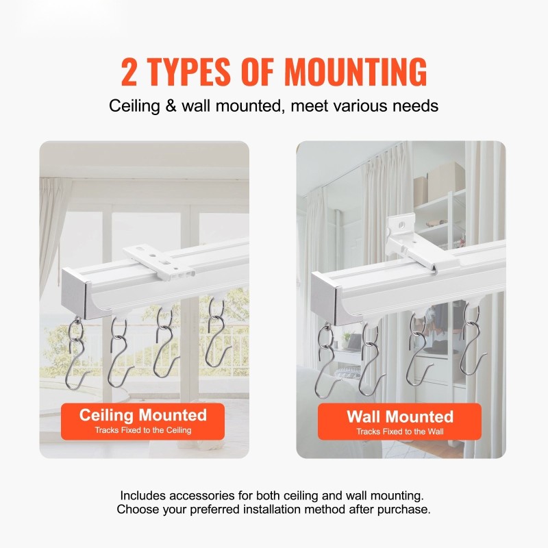 Verhokiskosarja alumiiniseoksesta 4 kiskoa 3,61 m katto tai seinäkiinnitys