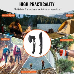 Metsästysveitsi ja kirvessetti neliosainen ruostumatonta terästä kumikahvoilla retkeilyyn