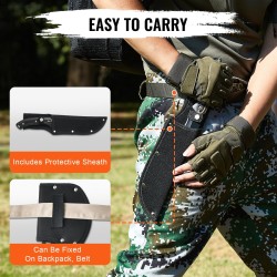 Metsästysveitsi ja kirvessetti neliosainen ruostumatonta terästä kumikahvoilla retkeilyyn