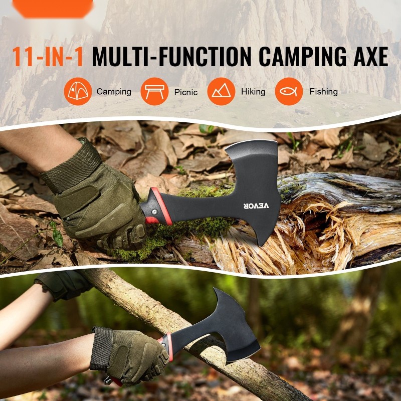 Retkityökalusetti 30Cr13-ruostumatonta terästä sisältää 16-tuumaisen viidakkoveitsen kirveen ja metsästysveitsen retkeilyyn