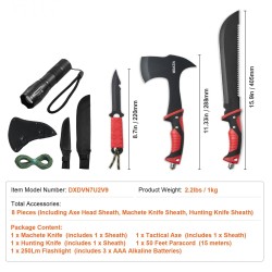 Retkityökalusetti 30Cr13-ruostumatonta terästä sisältää 16-tuumaisen viidakkoveitsen kirveen ja metsästysveitsen retkeilyyn