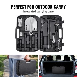 Monitoiminen selviytymislapio ja kirves 28 toimintoa ruostumatonta terästä taittuva jatkovarsilla retkeilyyn