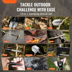 Taitettava selviytymislapio 13-osainen kompakti säädettävä kulma pidennettävillä jatkovarsilla