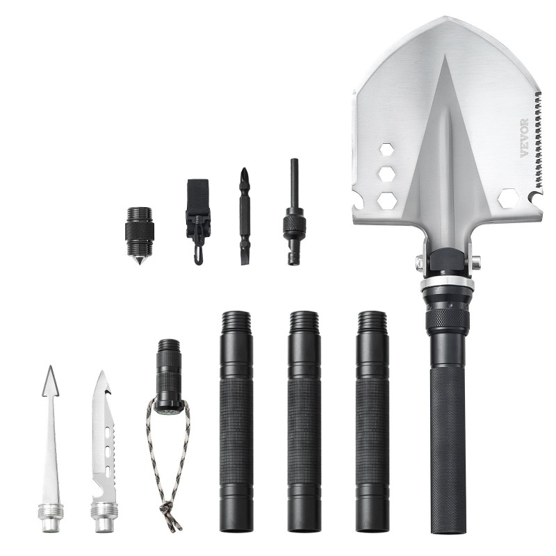 Taitettava selviytymislapio 13-osainen kompakti säädettävä kulma pidennettävillä jatkovarsilla