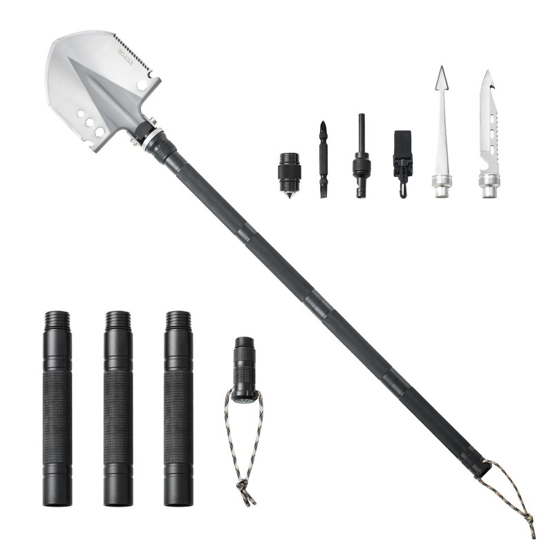 Taitettava selviytymislapio 13-osainen kompakti säädettävä kulma pidennettävillä jatkovarsilla