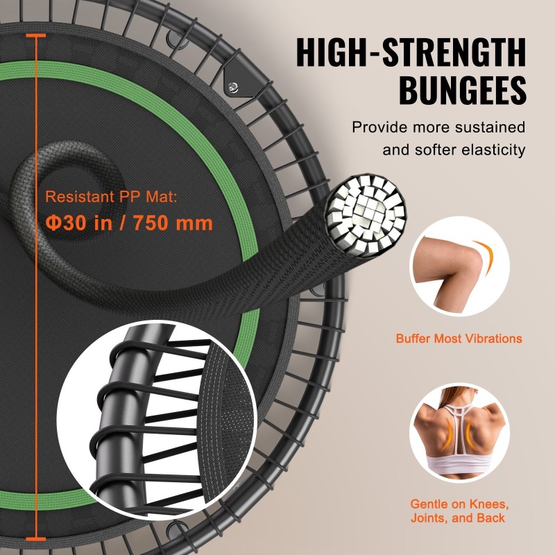 Minitrampoliini 40 tuumaa teräsrunko taittuva 150 kg kantavuus korkeussäädettävä kahva