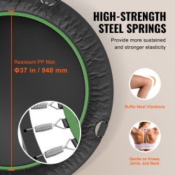 Minikuntotrampoliini 52 tuuman teräsrunko taitettava 205 kilogramman kantavuus nelitasoinen käsitanko