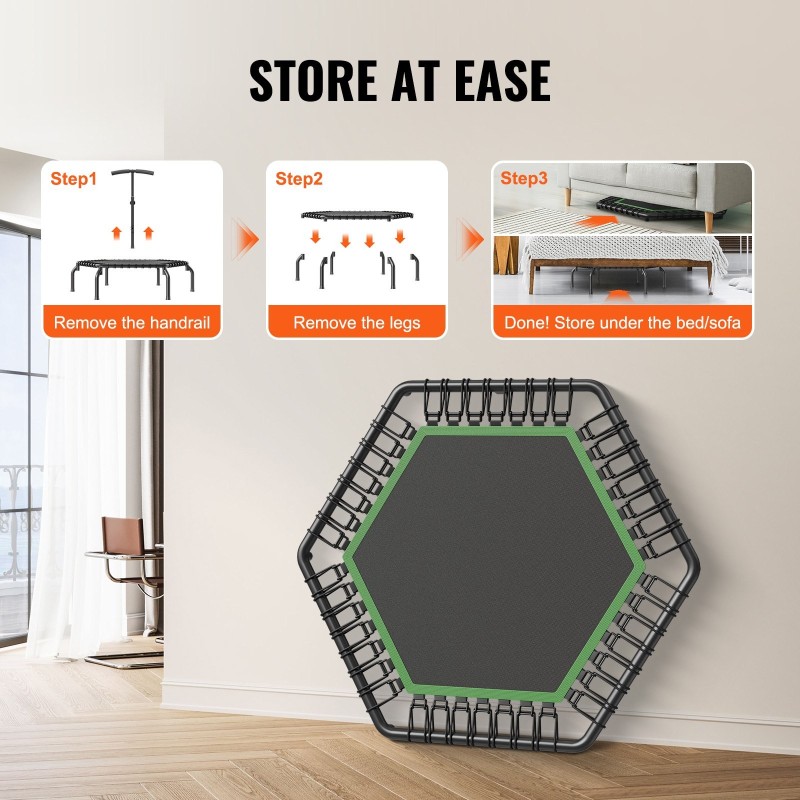 Kuntotrampoliini 54,5 tuuman teräsrunko kantavuus 205 kg säädettävä vaahtomuovikahva sisäkäyttöön