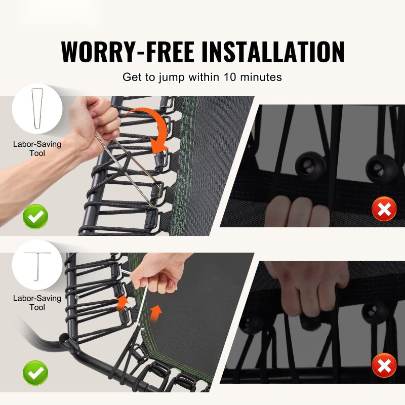 Kuntotrampoliini 54,5 tuuman teräsrunko kantavuus 205 kg säädettävä vaahtomuovikahva sisäkäyttöön