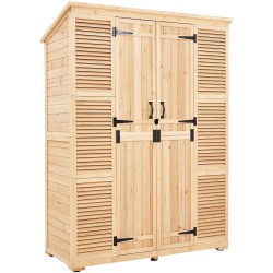Puinen ulkovarastokaappi seetripuusta metallivahvistetulla rungolla vesitiiviillä katolla 1473x680x1980 mm